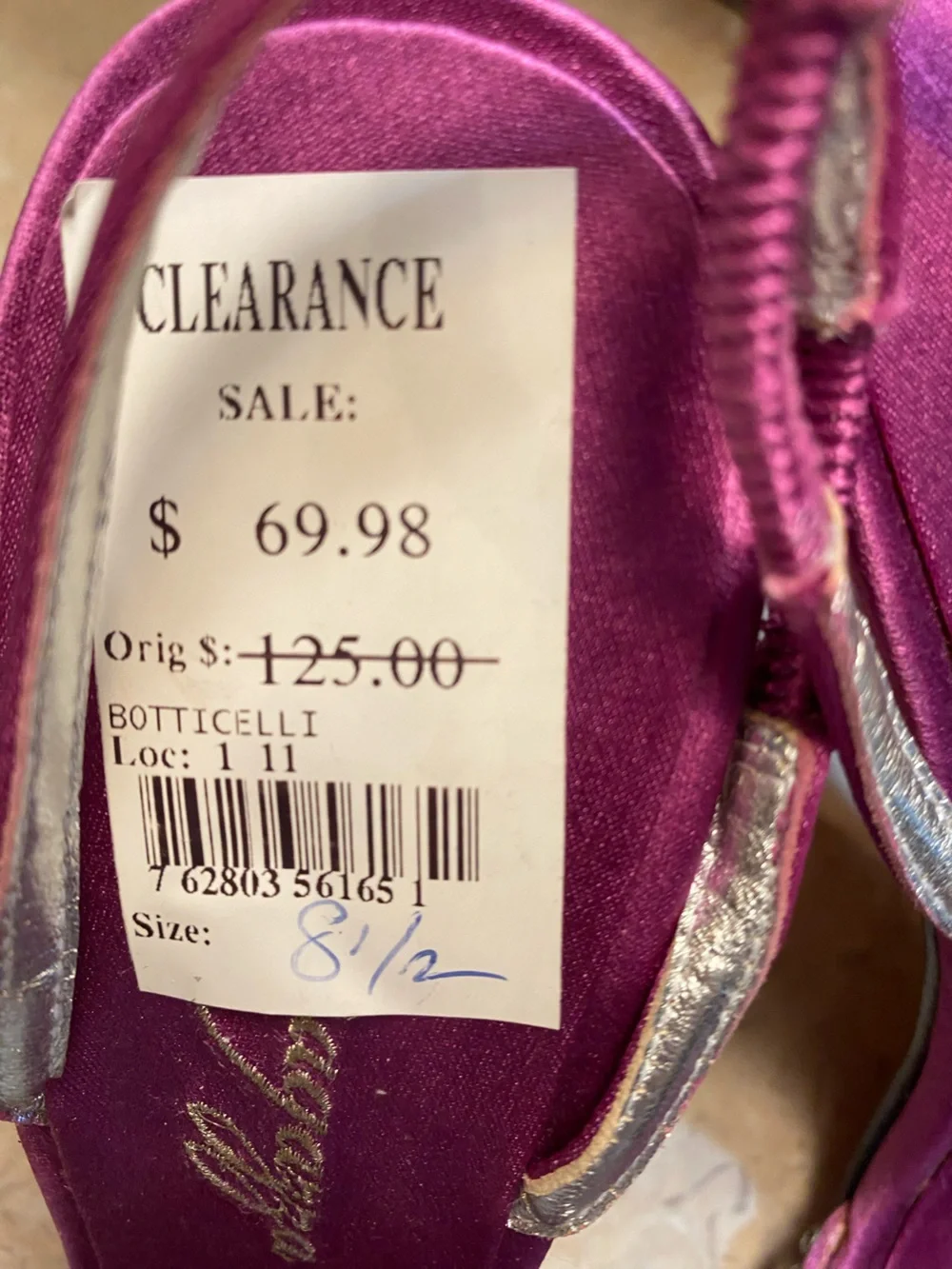Roberto Botticelli Fuchsia Satin Slingback Heels with Crystal Accents